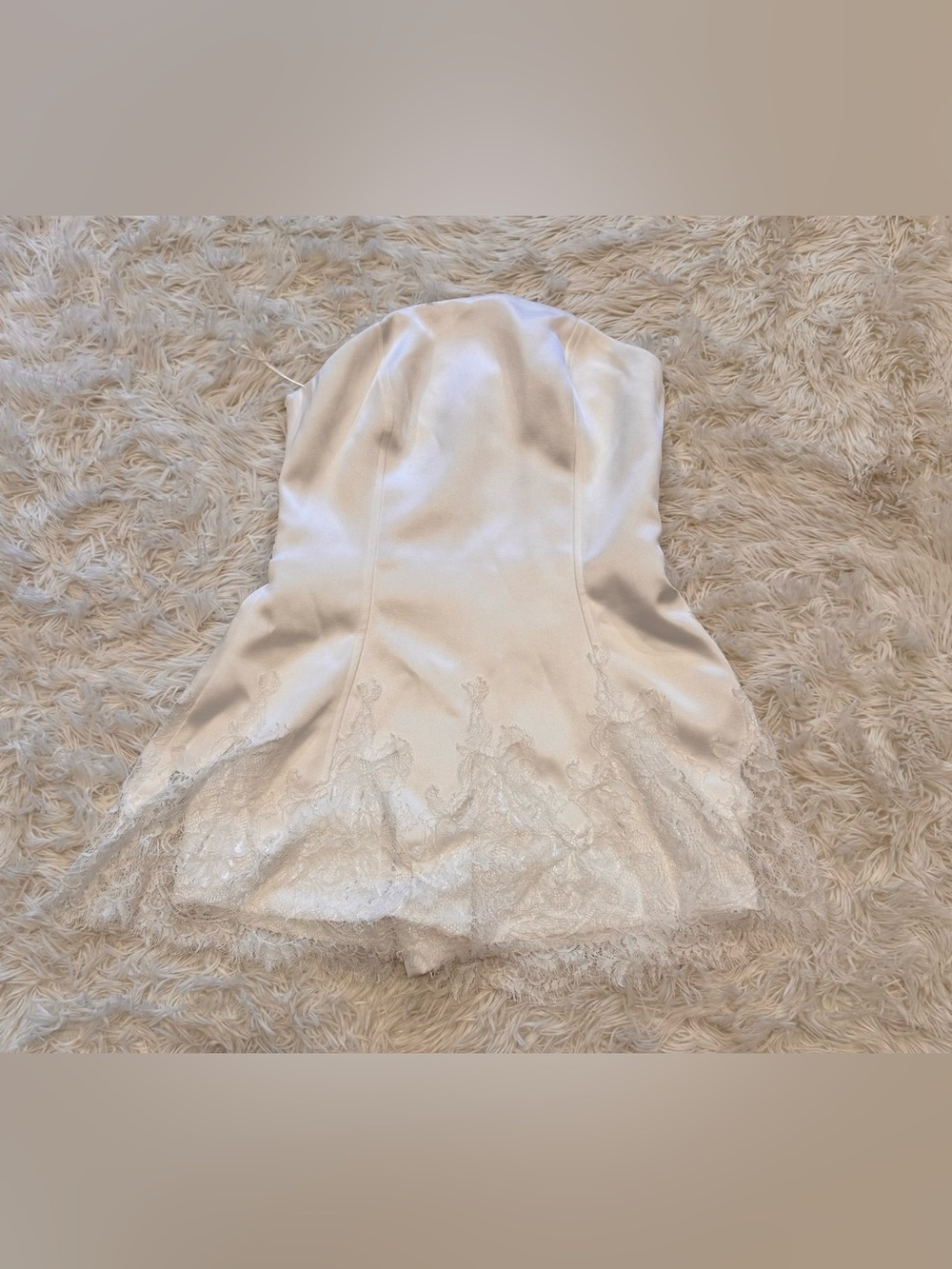 Amanda Uprichard White Strapless Mini Romper with Lace Trim - Picture 4 of 10